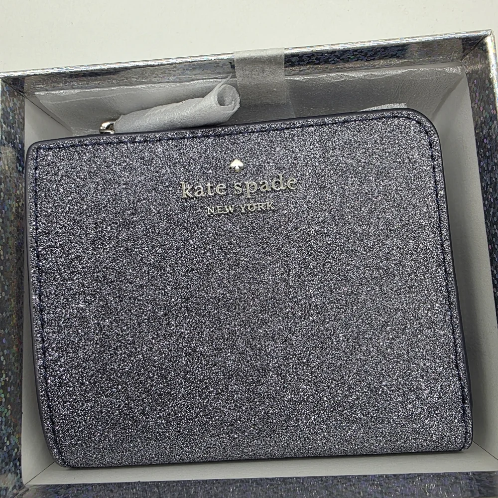 Kate Spade Dusk Navy Boxed L-zip Wallet New In Giftable Box